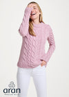 Listowel Ladies Aran Cabled Sweater | Pink