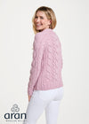 Listowel Ladies Aran Cabled Sweater | Pink