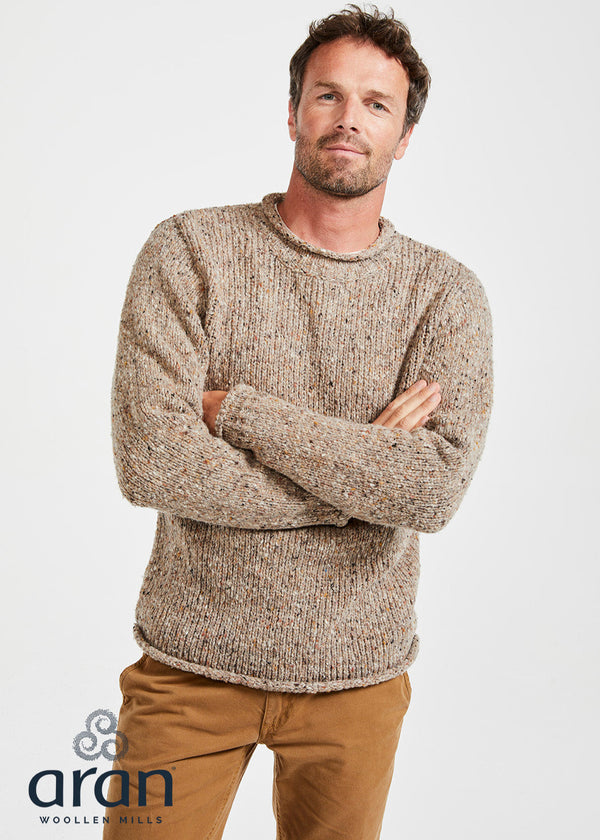 Tweed Roll Neck Mens Sweater 