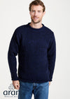 Men's Raheen Tweed Roll Neck Sweater - Navy Fleck | 100% Pure New Wool
