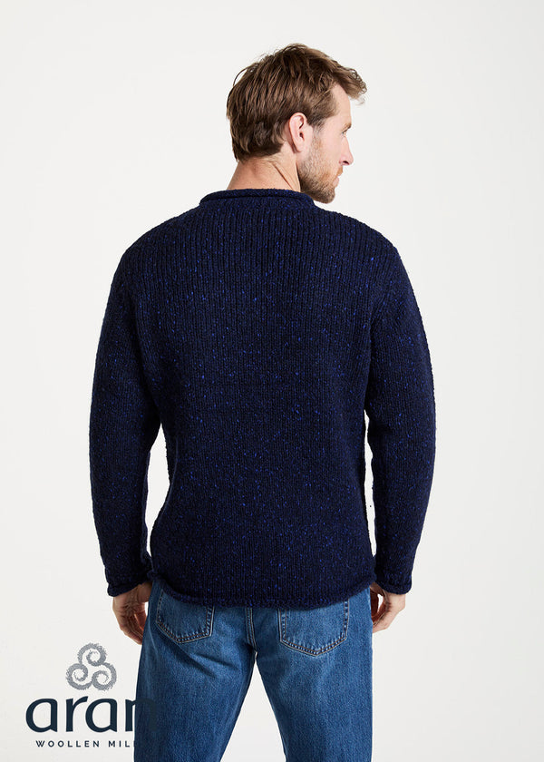 Raheen Tweed Roll Neck Mens Sweater | Navy