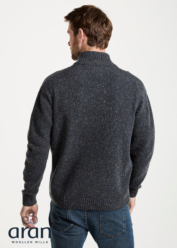 Aran Troyer Zip Sweater | Graphite