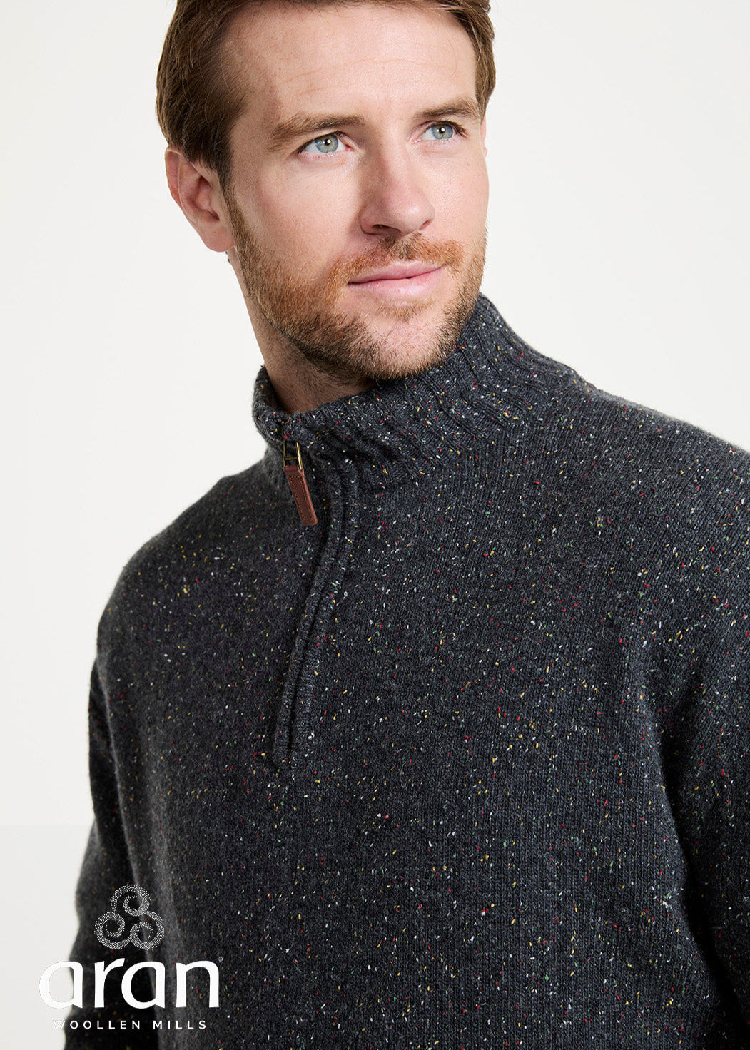 Aran Troyer Zip Sweater | Graphite