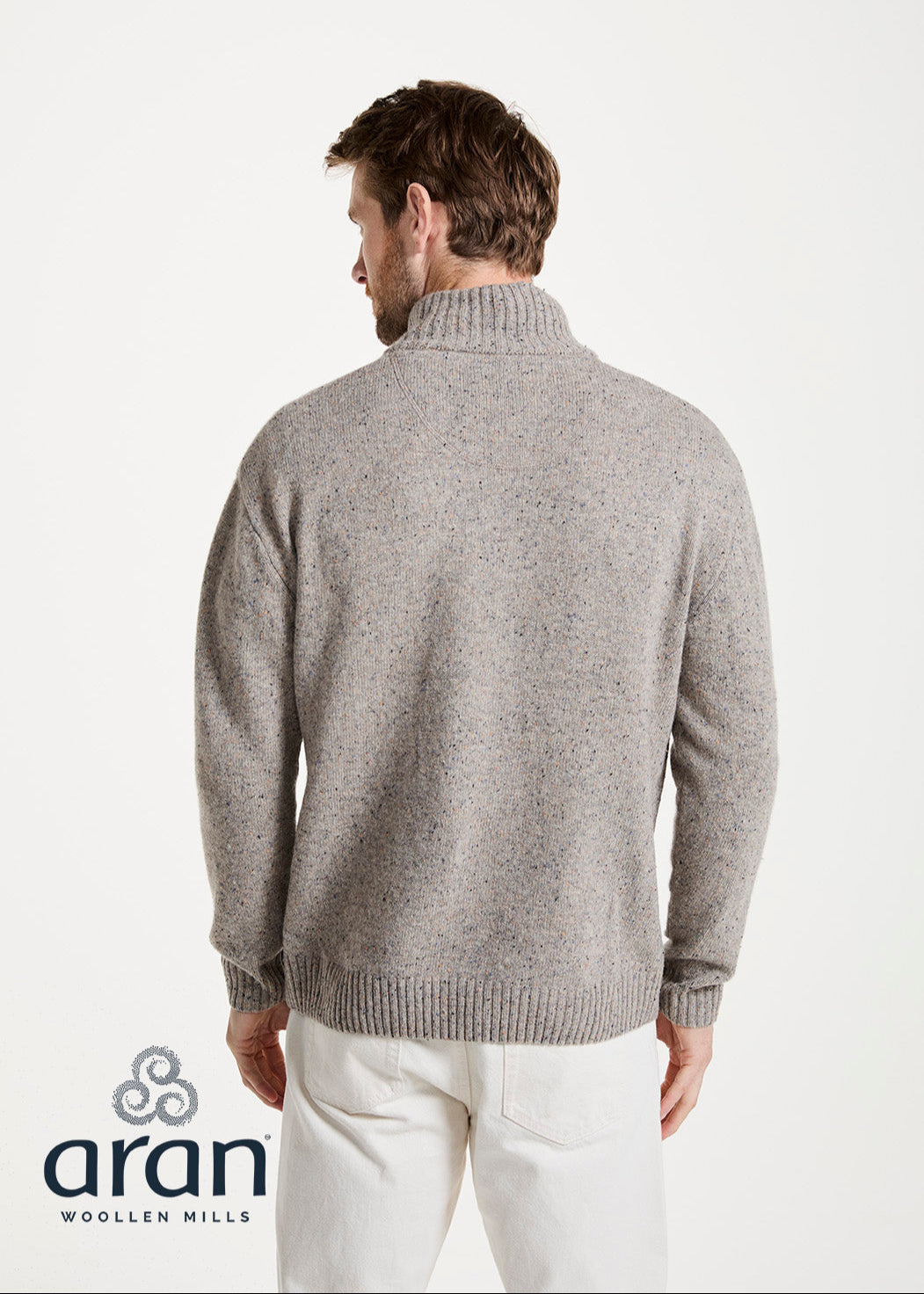 Aran Troyer Zip Sweater | Oatmeal