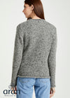Ladies Donegal Wool Cardigan | Silver Fleck Cable Knit | Aran Woollen Mills