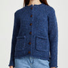 Ladies Donegal Wool Cardigan | Blue Fleck Cable Knit | Aran Woollen Mills