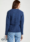 Ladies Donegal Wool Cardigan | Blue Fleck Cable Knit | Aran Woollen Mills