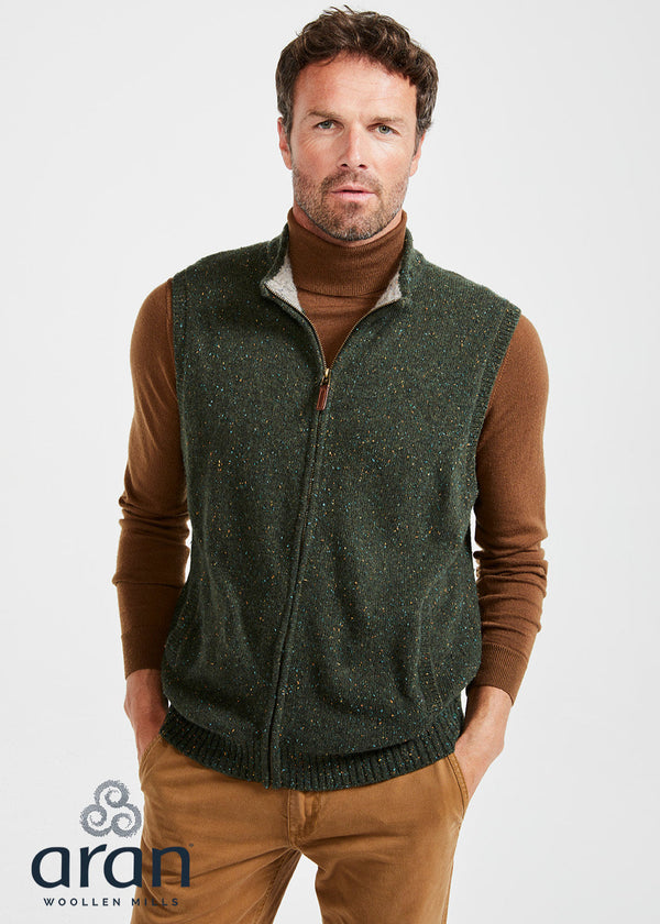 Men's Aran Nepped Gilet | Green