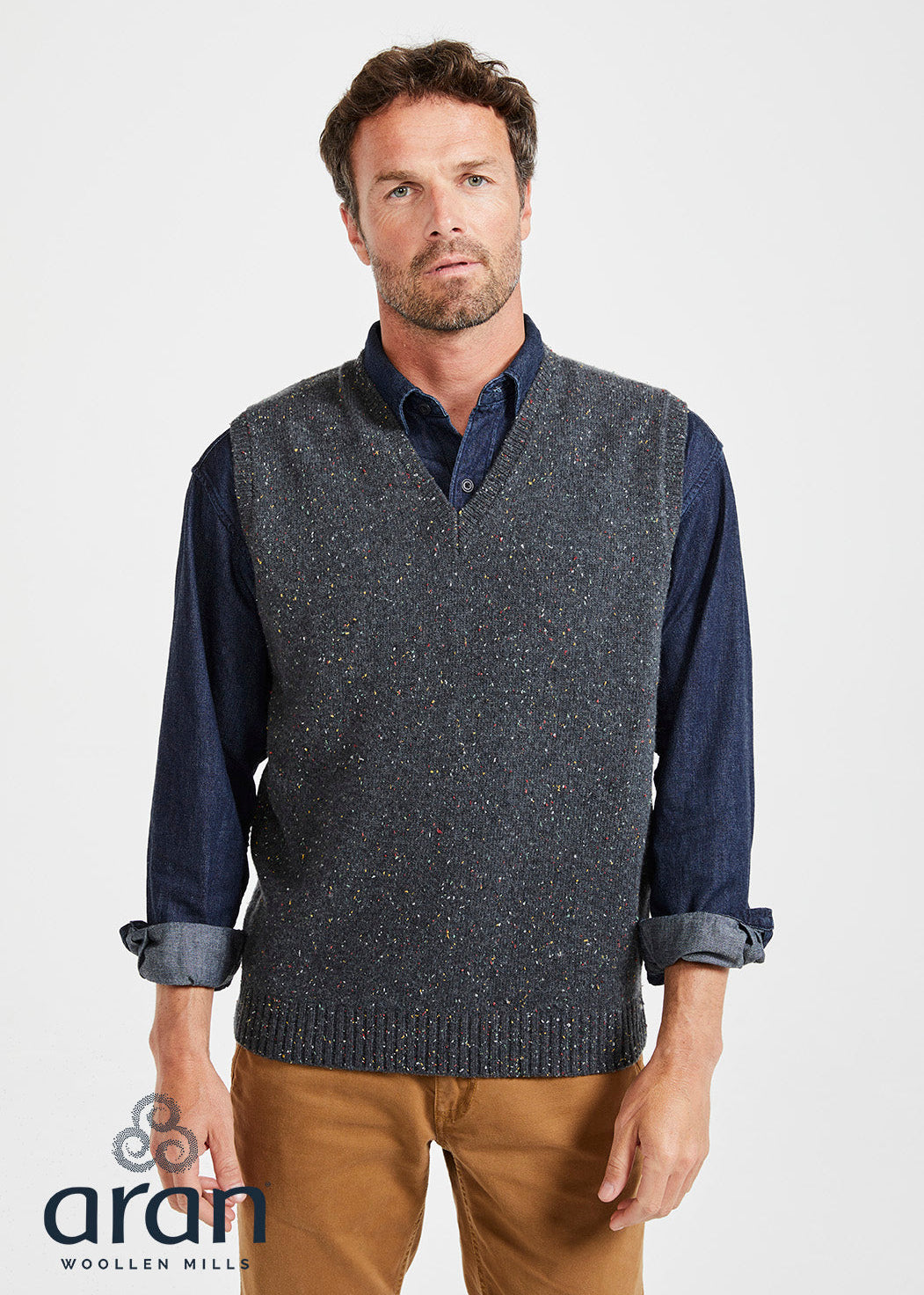 Men's Aran Nepped Gilet | Grey