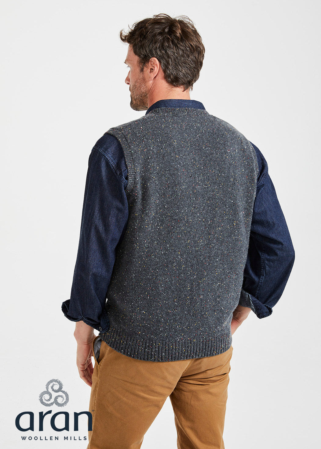 Men's Aran Nepped Gilet | Grey