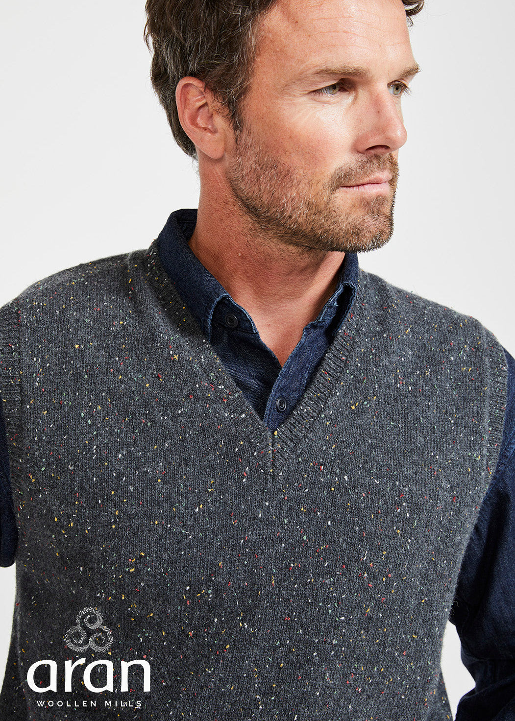 Men's Aran Nepped Gilet | Grey