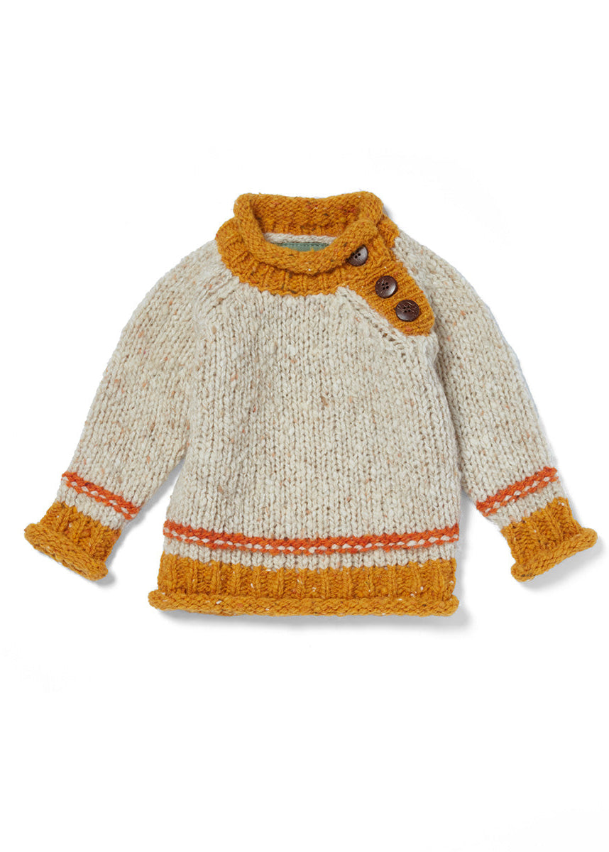 Children's Aran Doengal Wool Button Sweater | Little Sunshine