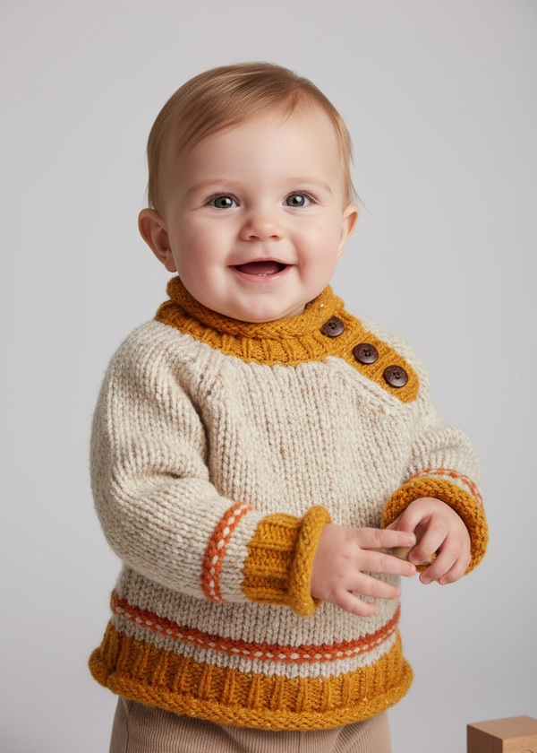 Poncho Aran pour enfant | Naturel