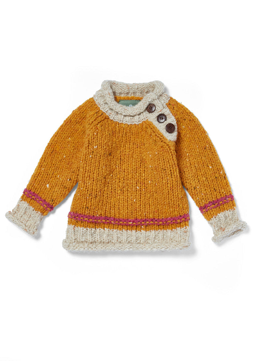 Children's Aran Doengal Wool Button Sweater | Petal