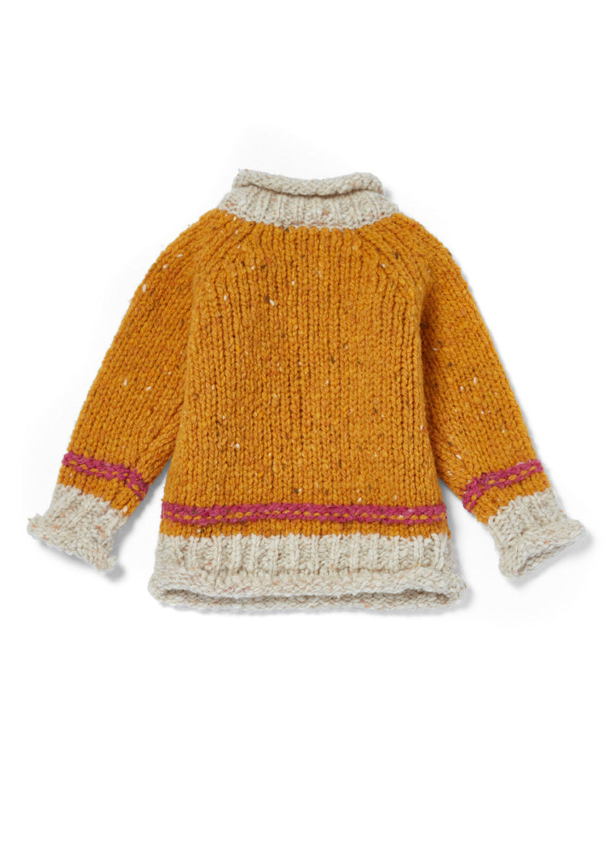 Children's Aran Doengal Wool Button Sweater | Petal 