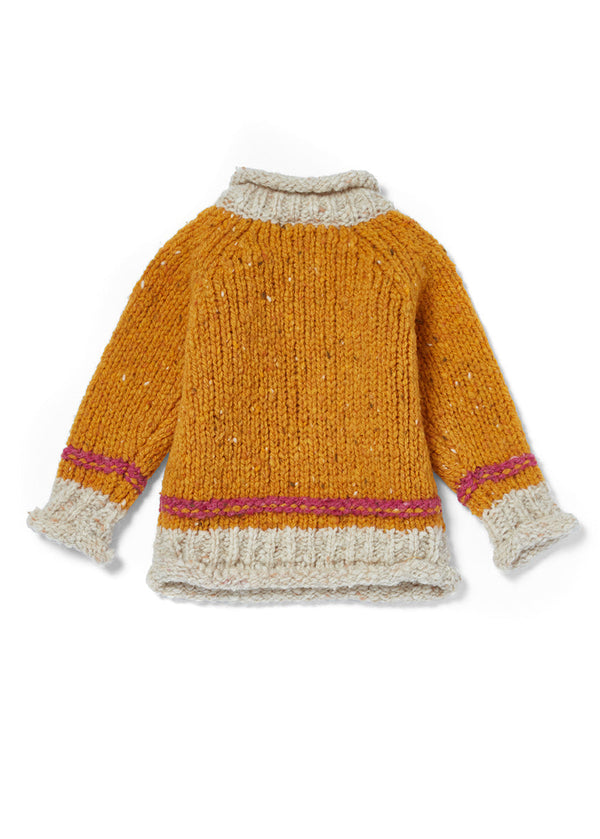 Children's Aran Doengal Wool Button Sweater | Petal 