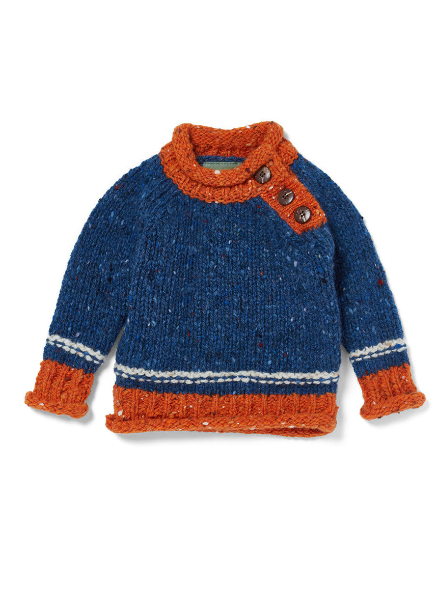 Children's Aran Doengal Wool Button Sweater | Starry Sky 