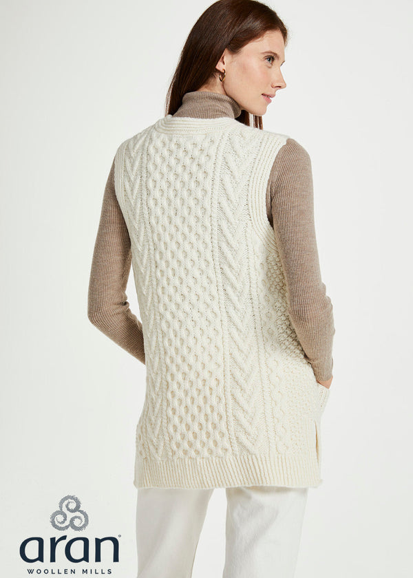 Ladies Handknit Aran Sleeveless Cardigan