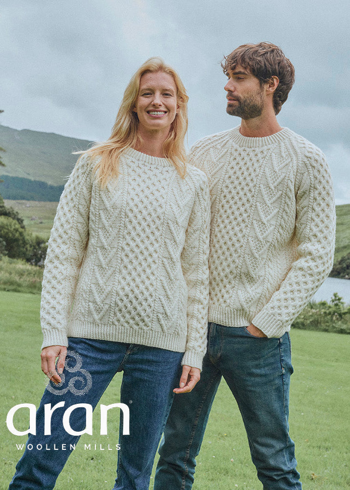 Aran Handknit Crew Neck Sweater