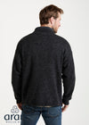 Mens Lined Wool Aran Cardigan