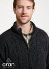 Mens Lined Wool Aran Cardigan