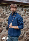 Mens Lined Wool Aran Cardigan | Blue