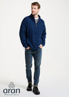 Mens Lined Wool Aran Cardigan | Blue