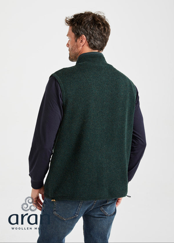 Aran Full Zip Fleece Gilet | Green