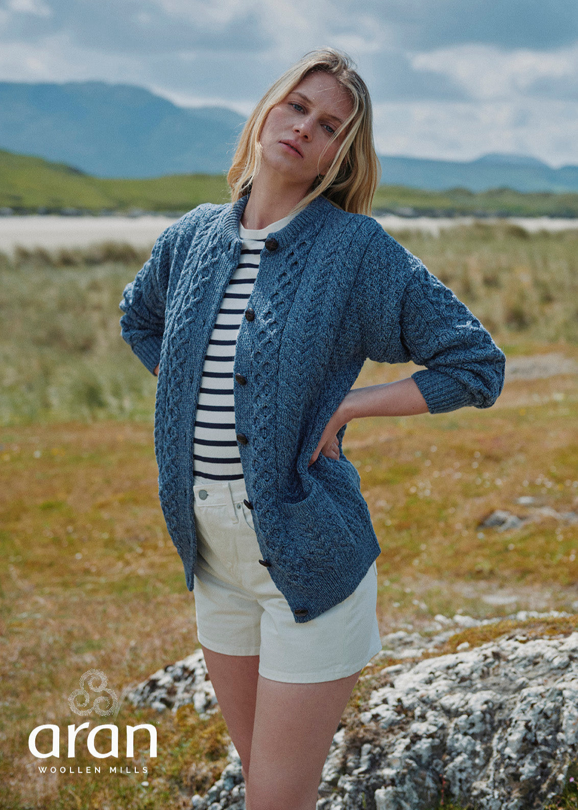 Achill Island Ladies Aran Cardigan