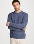 Aran Worsted Wool Sweater - Traditional Irish Cable Knit | Denim Blue