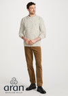 Aran Wool Sweater | Traditional Irish Cable Knit | Flecked Oatmeal