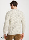 Aran Wool Sweater | Traditional Irish Cable Knit | Flecked Oatmeal