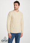 Aran Worsted Wool Sweater | Men's Traditional Irish Cable Knit | Natural