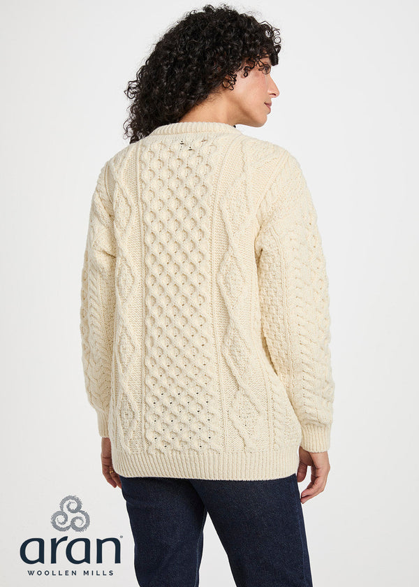 Unisex Aran Worsted Wool Sweater | Traditional Irish Knitwear | Natural