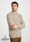 Aran Wool Sweater | Traditional Irish Cable Knit | Flecked Oatmeal