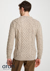 Aran Wool Sweater | Traditional Irish Cable Knit | Flecked Oatmeal