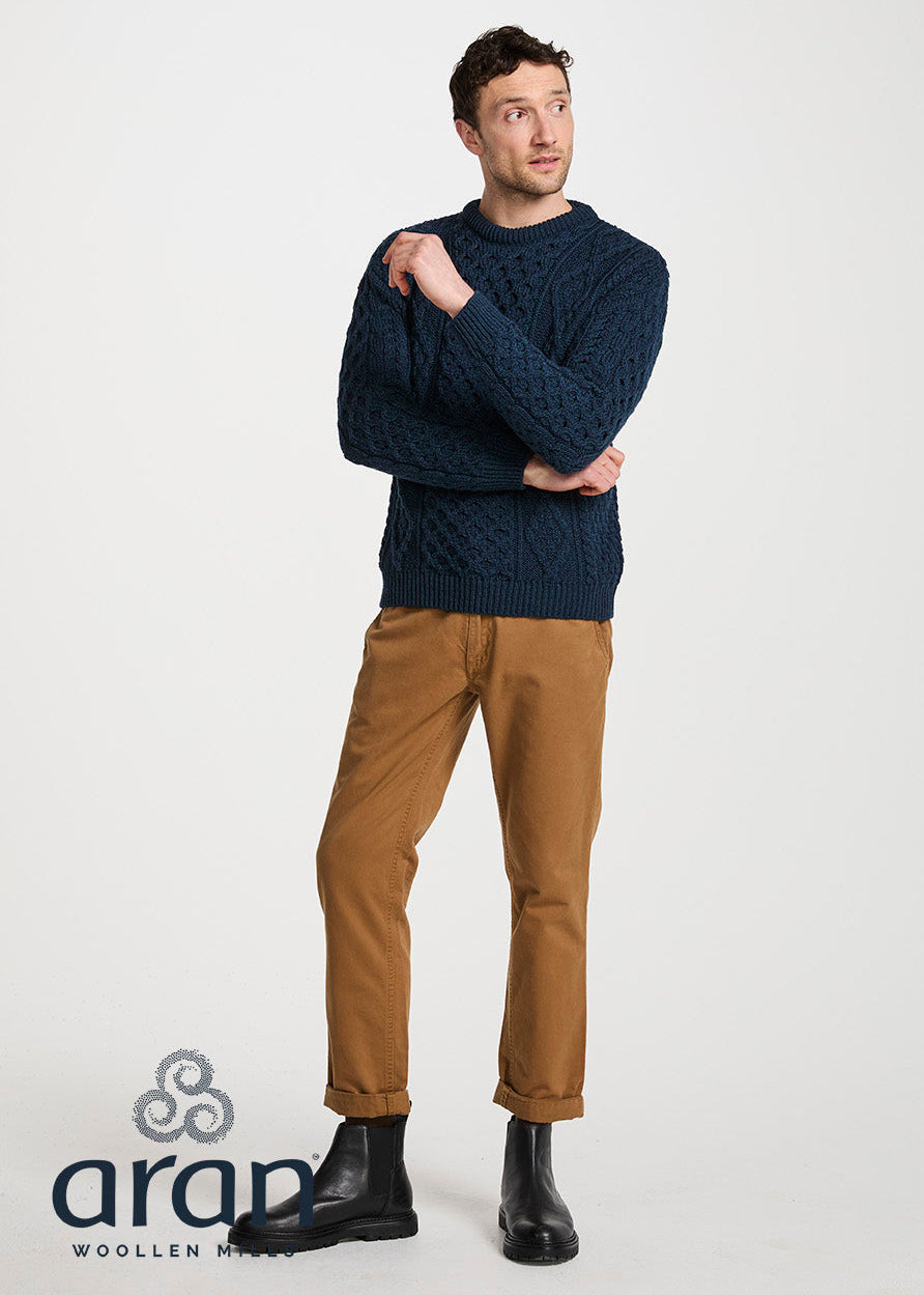 Aran Wool Sweater | Navy Green | Traditional Irish Knitwear