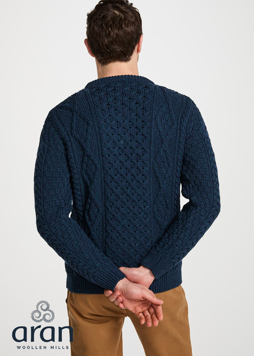 Aran Wool Sweater | Navy Green | Traditional Irish Knitwear