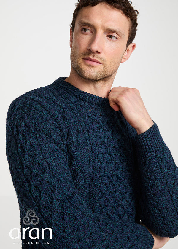 Aran Wool Sweater | Navy Green | Traditional Irish Knitwear