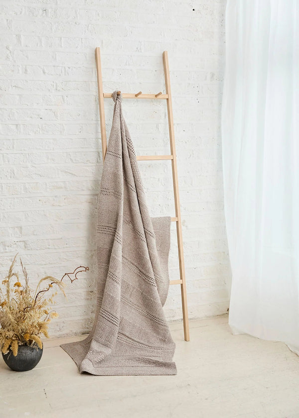 Textured Aran Stripe Super soft Merino Throw | Oat