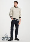 Inishbeg Mens Stripe Crewneck Merino Sweater | Oatmeal Charcoal
