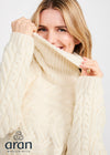 Women's Aran Horizontal Cable Sweater - Cream