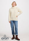 Women's Aran Horizontal Cable Sweater - Cream