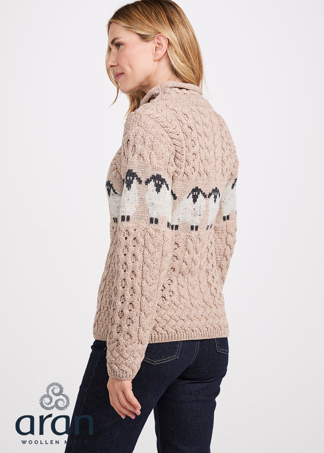 Aran Merino Wool Sheep Sweater | Oatmeal