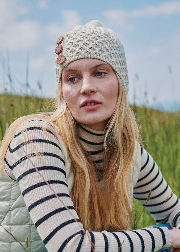 Aran Button Hat | Natural