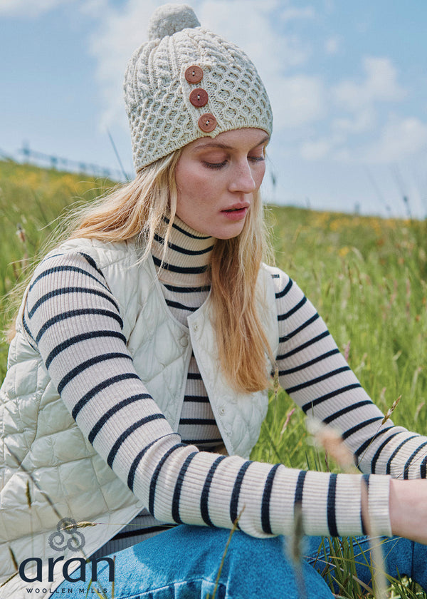 Aran Button Hat | Natural