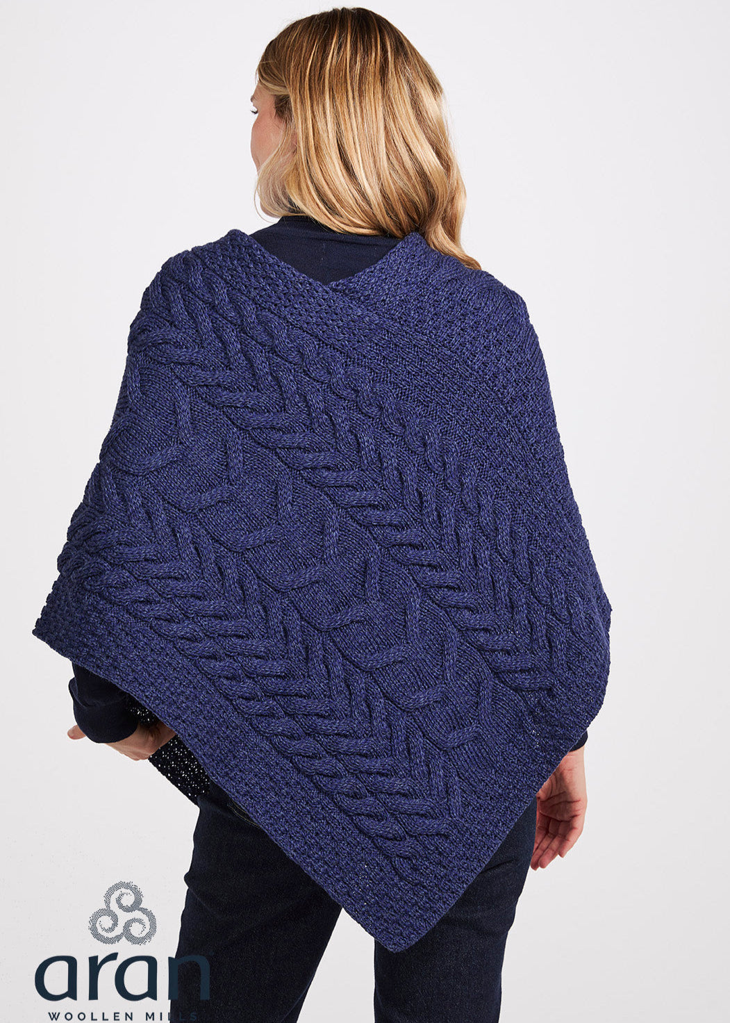 Aran Super Soft Poncho | Blue