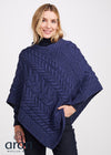 Aran Super Soft Poncho | Blue