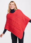 Aran Super Soft Poncho | Coral