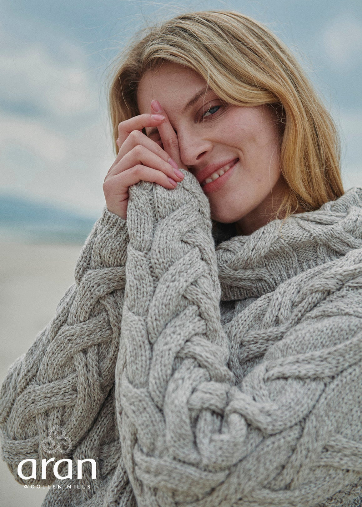 Aran Cowl Neck Chunky Sweater | Oatmeal